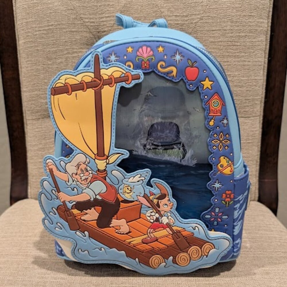 Loungfly Pinocchio Exclusive Raft Monstro Lenticular Mini Backpack